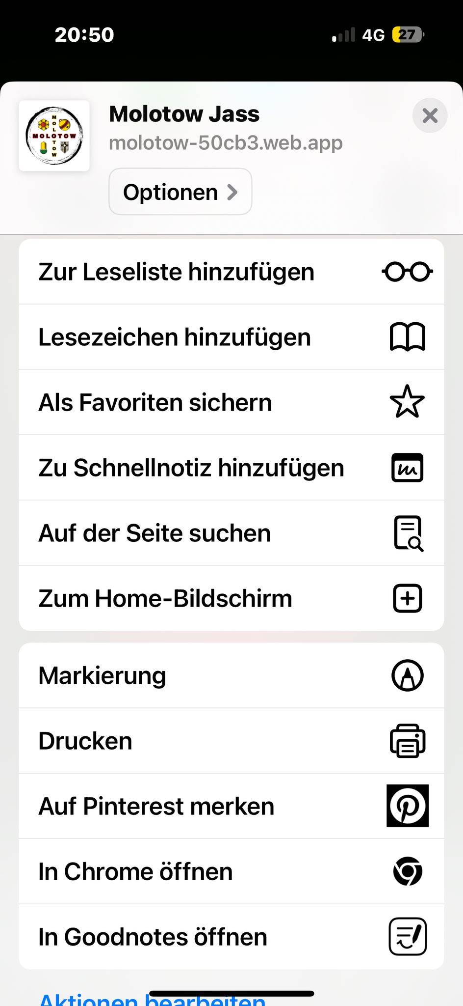 Teilen-Symbol in Safari